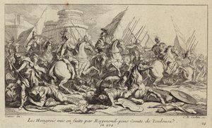 Den ungerska armén sattes på flykt av Raymond Pons, greve av Toulouse, 924 (gravyr) av Charles Nicolas II Cochin