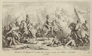Seger för Roger I, greve av Carcassonne, över Oliba Cabreta, 981 (gravyr) av Charles Nicolas II Cochin