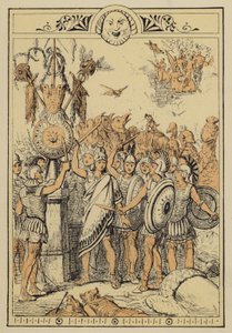 Berättelser från Lucian: Månfolket överraskade av molnkentaurerna (färg litho) av Charles Oliver Murray