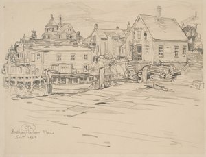 Boothbay Harbor, Maine, 1923 (grafit på papper) av Charles P. Reiffel