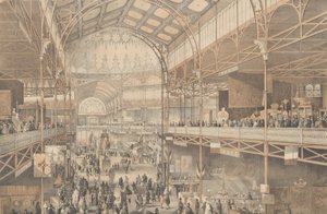 En interiörvy av New York Crystal Palace, 1853.