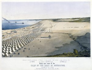 Fågelperspektiv över ockupationsarméns läger, under befäl av genl. Taylor. Nära Corpus Christi, Texas, [från norr] oktober 1845. av Charles Parsons
