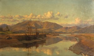 Old Wigtown Quay and Cairnsmuir, ca 1890 (olja på duk)