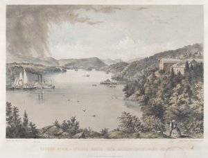 Hudson River Portfolio: Ser söderut från Battery Knox, West Point av Charles Parsons after Benjamin Bellows Grant Stone