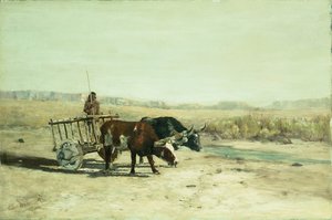 En oxvagn i New Mexico (olja på duk) av Charles Partridge Adams