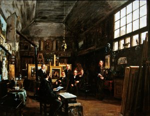 Möte i styrelsen för Artesian Society of the Friends of the Arts, efter 1874 av Charles Paul Etienne Desavary