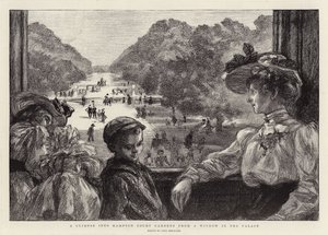 En glimt av Hampton Court Gardens från ett fönster i palatset av Charles Paul Renouard