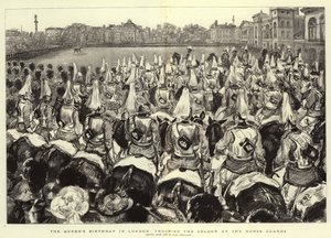 Drottningens födelsedag i London, med en parad vid Horse Guards