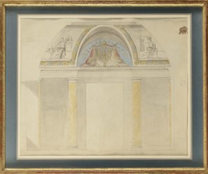 Studie för utsmyckning av tronen vid Palais des Tuileries av Charles Percier