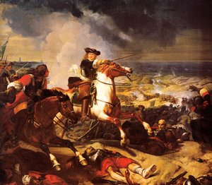 Slaget vid sanddynerna vid belägringen av Dunkerque, 14 juni 1658 av Charles-Philippe Lariviere