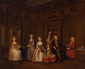 Porträtt av Algernon Seymour, Lord Hertford (senare 7:e hertigen av Somerset) med överste Tomkins Wardour, överste Browne, Lord Beauchamp, Frances, Lady Hertford, Lady Elizabeth Seymour och Miss Herbert