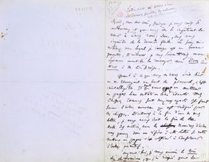 Andra sidan i ett brev till Baudelaires redaktör Auguste Poulet-Malassis (1825-78) angående utgivningen av 