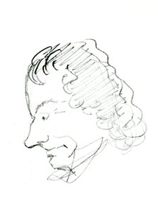 Självporträtt, ca. 1843 (penna på papper) (s/v foto) av Charles Pierre Baudelaire