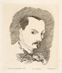 Självporträtt av Charles Baudelaire, pub. 1869 (etsning) av Charles Pierre Baudelaire