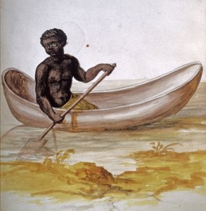 Ung neger i en kanot i Karibien, ca 1686 (akvarell) av Charles Plumier