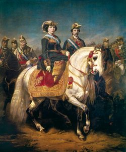 Militärparadrecensioner av kungarna Isabella II av Spanien av Charles Porion
