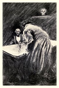 Kommer du att låta mig ta det här glaset i min hand" från "Strange Case of Dr Jekyll and Mr Hyde" av Robert Louis Stevenson (1850-1894) illustrerad av Charles Raymond Macauley (1871-1934)
