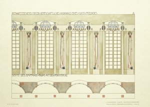 Reception och musikrum, ca 1901 (färglitografi) av Charles Rennie (after) Mackintosh