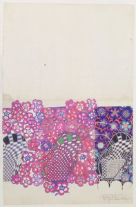 Blå och rosa tobak blomma design av Charles Rennie Mackintosh