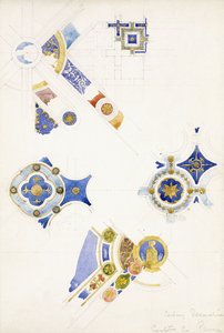 Certosa di Pavia, studier av takdekorationen, 1891 av Charles Rennie Mackintosh