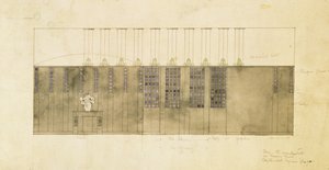 Design för vägg, bord och dörrar, 1905 (wc över penna och bläck på papper) av Charles Rennie Mackintosh