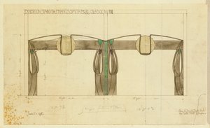 Design för en utställningsmonter för Francis Smith, använd på Glasgow-utställningen, visad i höjdled, 1901 av Charles Rennie Mackintosh