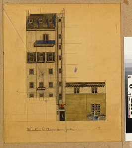 London, höjd av föreslagen studio i Glebe Place och Upper Cheyne Walk av Charles Rennie Mackintosh