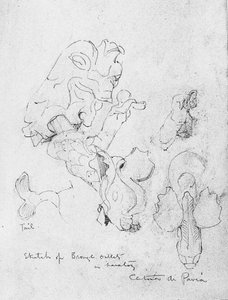 Skiss över bronsuttag i toaletten, Certosa di Pavia av Charles Rennie Mackintosh