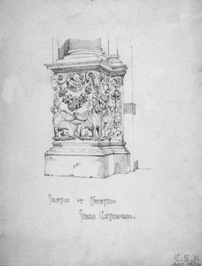 Skiss av piedestal, Sienas katedral, 1891 av Charles Rennie Mackintosh
