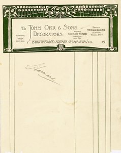 Pappersdesign för John Orr & Sons, Glasgow, ca 1894-1898 (tryckt papper) av Charles Rennie Mackintosh