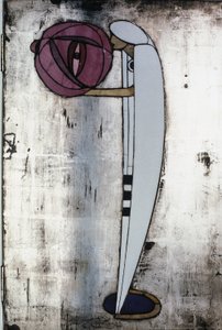 Vitt skåp designat för Mrs. Rowat, 1902 (trä, målat glas, emalj) av Charles Rennie Mackintosh