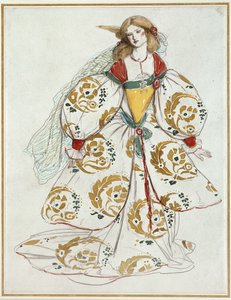 Kostymdesign (akvarell över grafit på vitt papper) av Charles Ricketts