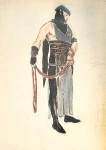 Kostymdesign för Queens Servant i Le Mort de Tintagiles, 1912 (wc på papper) av Charles Ricketts
