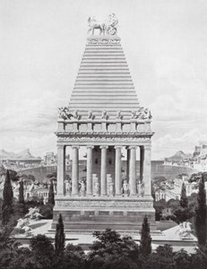 Det ursprungliga mausoleet, ca 353 f.Kr (litografi) av Charles Robert (after) Cockerell