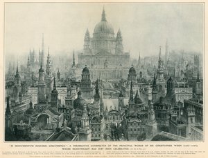 En perspektivbild av Sir Christopher Wrens huvudverk av Charles Robert Cockerell