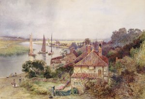 On the River Yare, ca 1880 (akvarell på papper)