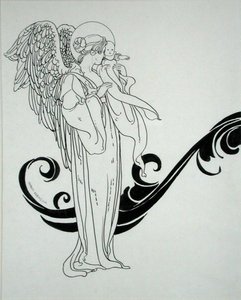Ängel och barn, illustration från "Andersen