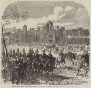 Prins och prinsessan av Wales anländer till Melford Hall, Suffolk, Lord Alfred Pagets säte.