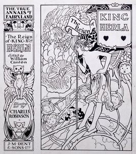 Framsidans illustration för The True Annals of Fairyland, The Reign of King Herla, redigerad av William Canton, publicerad 1900 av Charles Robinson