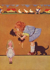 Kyssar går hem hos många (färglitografi) av Charles Robinson