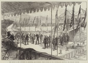 Ny väg till kontinenten via Sheerness och Flushing, Prins Henrik av Nederländerna tar emot de engelska besökarna. av Sir John Charles Robinson