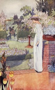 Vår sentimentala trädgård: Den holländska trädgården (färg litho) av Charles Robinson