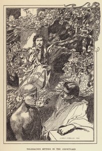 Telemachus sitter på gården