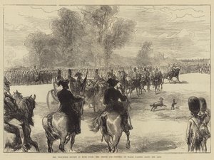 Volontärgranskningen i Hyde Park, prinsen och prinsessan av Wales passerar längs linjen av Sir John Charles Robinson