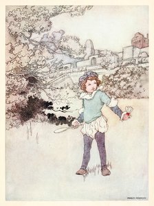 "This fair child of mine" frontispice från "A Revival - When Forty Winters Shall Besiege Thy Brow" i The Songs and Sonnets of William Shakespeare av Charles Robinson