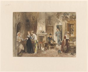 Tjänare av ett slott förenade i ett förrum av Charles Rochussen