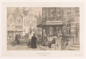 Människor på gatan Stadsbild (1600-talet) (titel på objekt) av Charles Rochussen