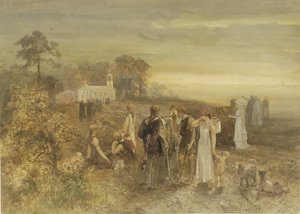 Munkar tar sig till en kyrka, bevakade av en grupp tyskar av Charles Rochussen