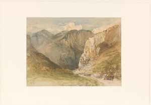 Oxkärror på en väg mellan bergen i kantonen St. Gallen av Charles Rochussen