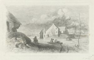 Översvämning vid Lith Flood Disaster 1855 (serietitel) av Charles Rochussen